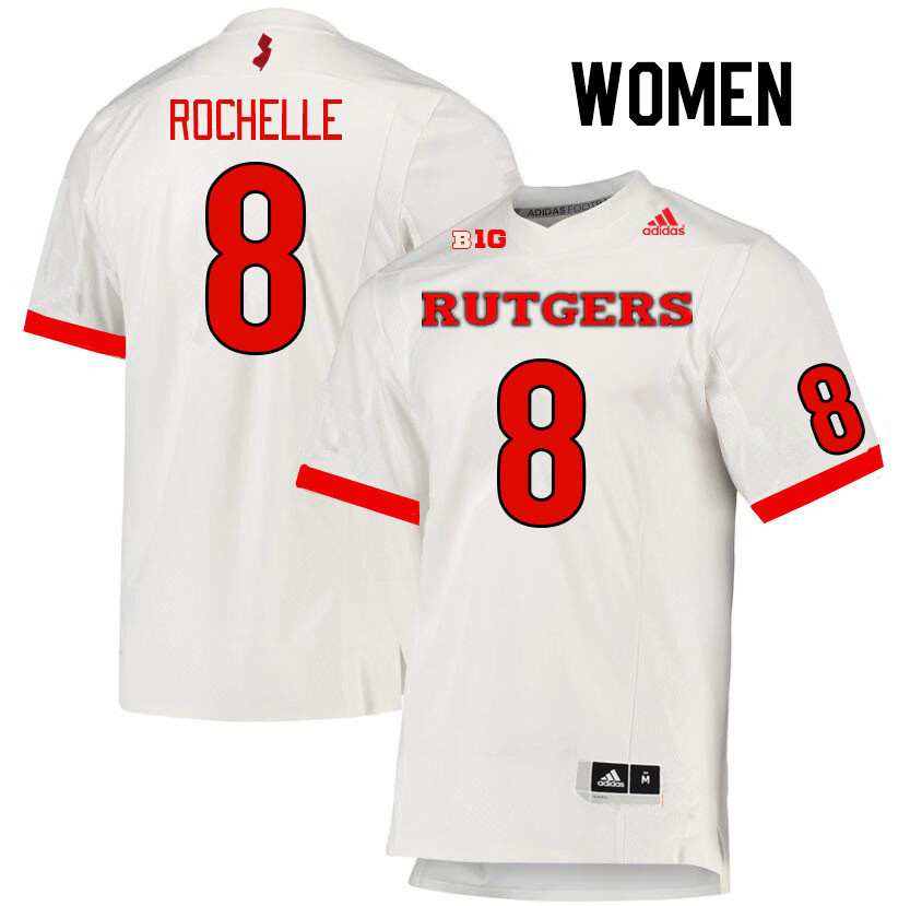 Women #8 Rashad Rochelle Rutgers Scarlet Knights College Football Jerseys Stitched Sale-White